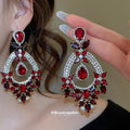 Ornate Crystal Teardrop Dangle Stud Earrings in Three Styles view 4
