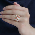 Layered Crisscross Pave Band Ring In Three Metal Tones view 3