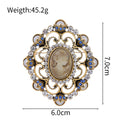 Gold Tone Silver Tone Woman Portrait Crystal Metal Brooch Pin view 2