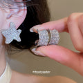 Silver Tone Pavé Star Stud Earrings In Two Silhouettes view 2