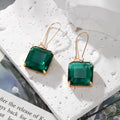 Square Asscher Cut Crystal Dangle Earrings Gold Hooks 5 Colors view 7