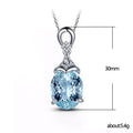 Silver Tone Sea Blue Faceted Oval CZ Pendant Necklace view 5