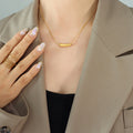 Gold Steel Arc And Irregular Bar Pendant Snake Necklaces view 4