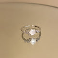Silver Open Ring Star Pearl Accent Crystal Side Stones view 2
