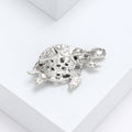 Silver Tone Turtle Brooch Abalone Shell Clear Rhinestones view 4