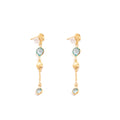 Gold and Silver Blue Stone Long Chain Dangle Stud Earrings view 5