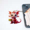 Christmas Baby Dragon Printed Acrylic Ball Chain Hanging Charms view 3