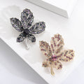 Rhinestone Maple Leaf Brooch Silver Blue Gold Purple view 1