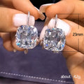 Cushion Clear Stone Long Drop Earrings In Polished Silver Tone view 5