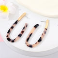 Leopard Pattern Acetate Long U-Shaped Stud Earrings view 1