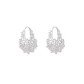 White Pearl Look Cluster Silver Tone Small Hoop Earrings view 5