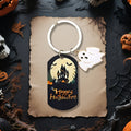 Halloween Castle Dog Tag Keychain White Ghost Charm view 3