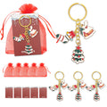 Gold Enamel Christmas Tree Stocking House Charm Keychain view 1