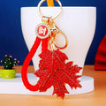 Jeweled Red Maple Leaf Keychain with Two Visually Matching Options view 2