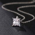 Square Princess Cut Clear Crystal Pendant Necklace Gold Silver view 2