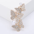 Three-butterfly Brooch with Pearl-look Ends In 5 Color Variants view 6