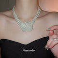 White Pearl Triple Strand Knot Necklace Adjustable Choker view 3