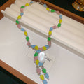 Resin Bud Oval Pearl Center Necklace Drop Earrings view 7