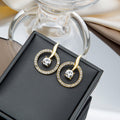 Gold Crystal Circle Stud Earrings Center Stone Flame view 2