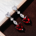 Heart Drop Earrings in Four Colors with Clear Stone Tops view 1