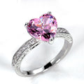 Heart-Shaped Solitaire Pave Ring In Seven Stone Colors view 5