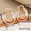 Gold Tone Triple Hoop Earrings With White And Pink Bands view 4