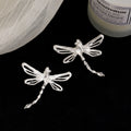 Silver Openwork Dragonfly Ear Clips Clear Rhinestone Accents view 6