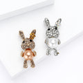 Dangling Eared Rabbit Brooch In Silver Or Brown Tone view 2