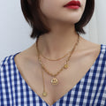 Gold Silver Double Layer Smiley Face Tassel Necklace view 7