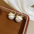 Pearl Cherry Flower Stud And Gold Tone Hoop Earrings view 7