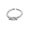 Silver Open Adjustable Ring Marquise Clear Crystal Center Stone view 5