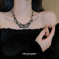 Black Crystal Teardrop Necklace And Matching Drop Earrings view 4