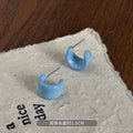 Pastel Resin Mini C Hoop Stud Earrings In Mixed Colors view 6