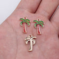 Red and Green Palm Tree Enamel Alloy Charm for Jewelry Making view 1