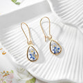 Gold Tone Small Teardrop Pressed Flower Drop Earrings in Eight Designs view 5