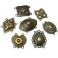 Antique Bronze Ornate Multi-Loop Cabochon Connectors view 1