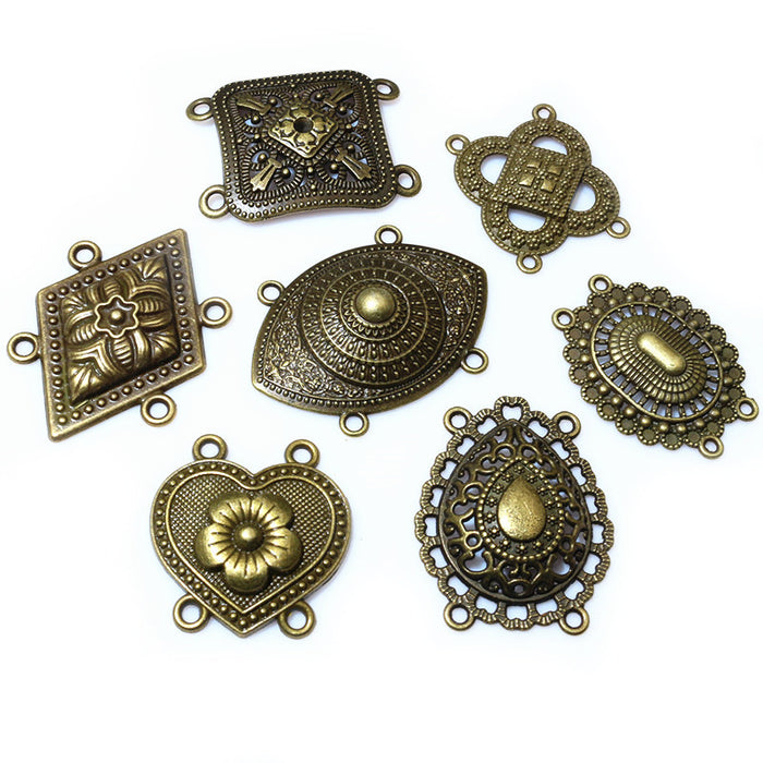 Antique Bronze Ornate Multi-Loop Cabochon Connectors