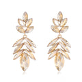 Aqua Green Green Layered Leaf Openwork Crystal Four Designs Metal Dangle Earrings view 7