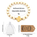 Natural Wood Bead Cross Bracelet Antique Gold Accents view 3