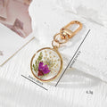Round Resin Dried Flower Keychains Gold Clasp 8 Colors view 4