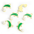 Colorful Dolphin Faux Pearl Pendant Charms in 20 Styles view 12