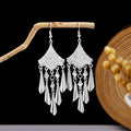 Ninety-Nine Silver Tone Filigree and Beaded Dangle Earrings view 11
