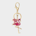 Rhinestone Flamingo Keychain Gold Tone Standing Bird Charm view 5