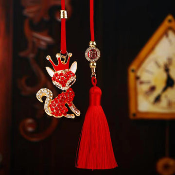 Jeweled Crown Fox Car Hangers in Pink Red Blue and Purple