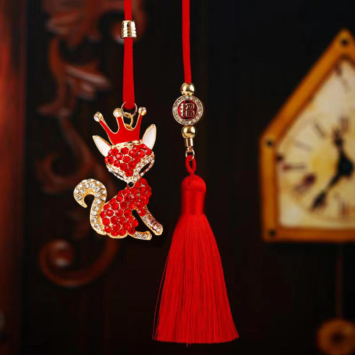Jeweled Crown Fox Car Hangers in Pink Red Blue and Purple