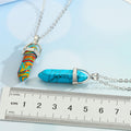 Silver Tone Hexagonal Bullet Crystal Pendant Necklaces in Nine Patterns view 5
