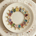 Gold Tone Chain Necklaces With Twelve Rectangular Birthstone Pendants view 4