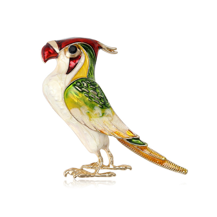 Enamel Parrot Brooch Gold Tone Three Color Variants