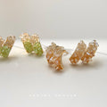 Translucent Rough Crystal Curved Stud Earrings In Two Color Palettes view 3