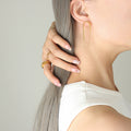 U-Shape Tube Chain Drop Stud Earrings Gold Steel Pair view 4